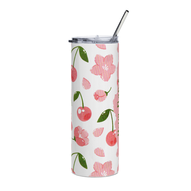 Personalized Cherry Blossom 20oz Skinny Tumbler | Floral Stainless Steel Cup