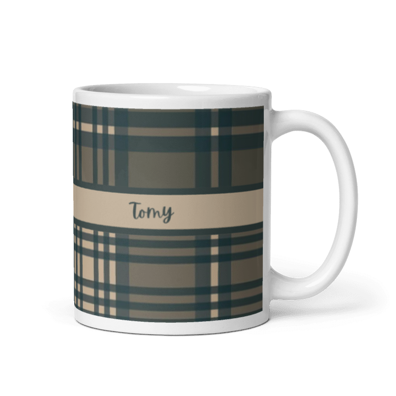 Plaid Themed Personalized Name Mug 11oz | Custom Name Coffee Mug