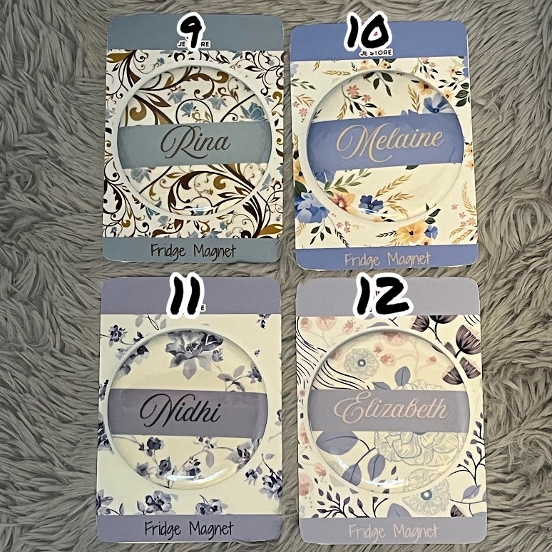 Personalized Name Fridge Magnet | Floral Custom Name Badge Button Pin | Pocket Mirror | Custom Keychain