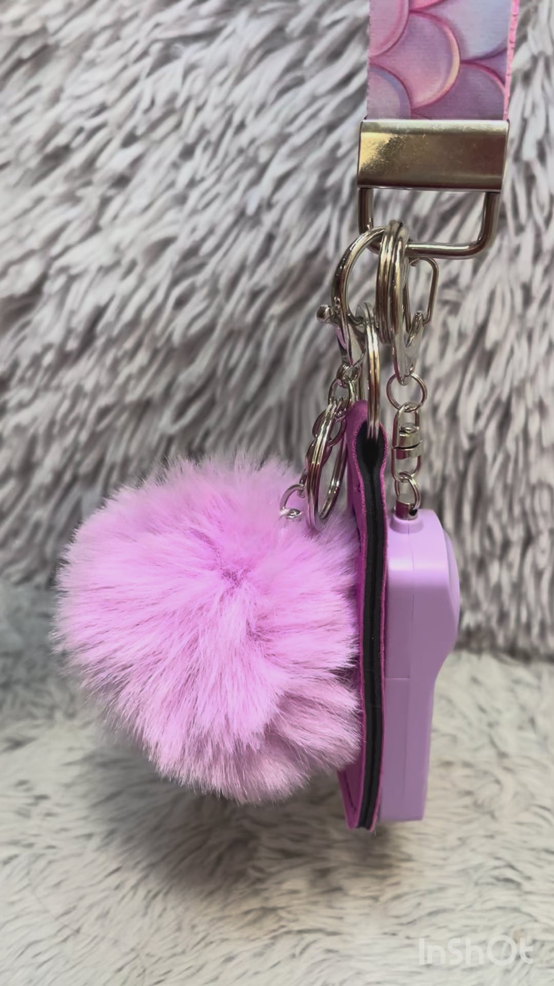 Mermaid Print Handmade Faux Leather Wristlet Safety Keychain Set