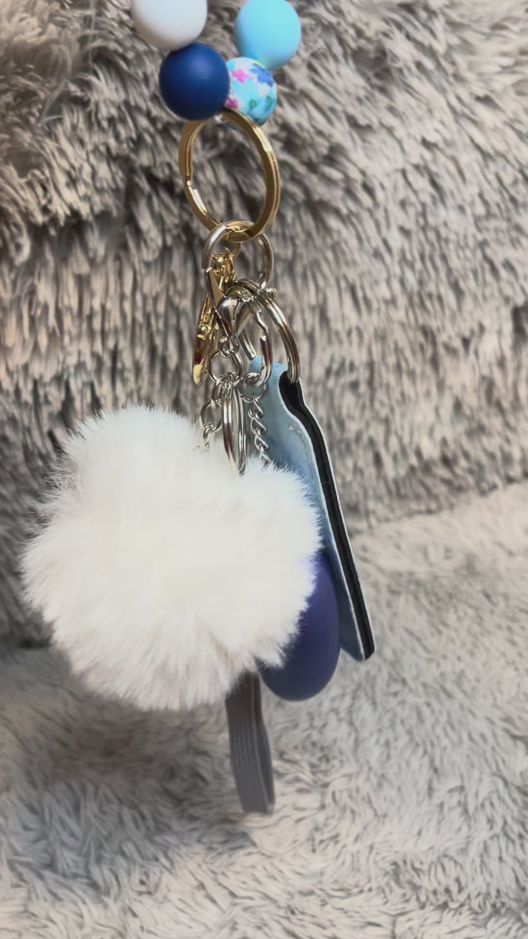 4pcs Floral Beaded Wristlet Safety Keychain Accessory Set