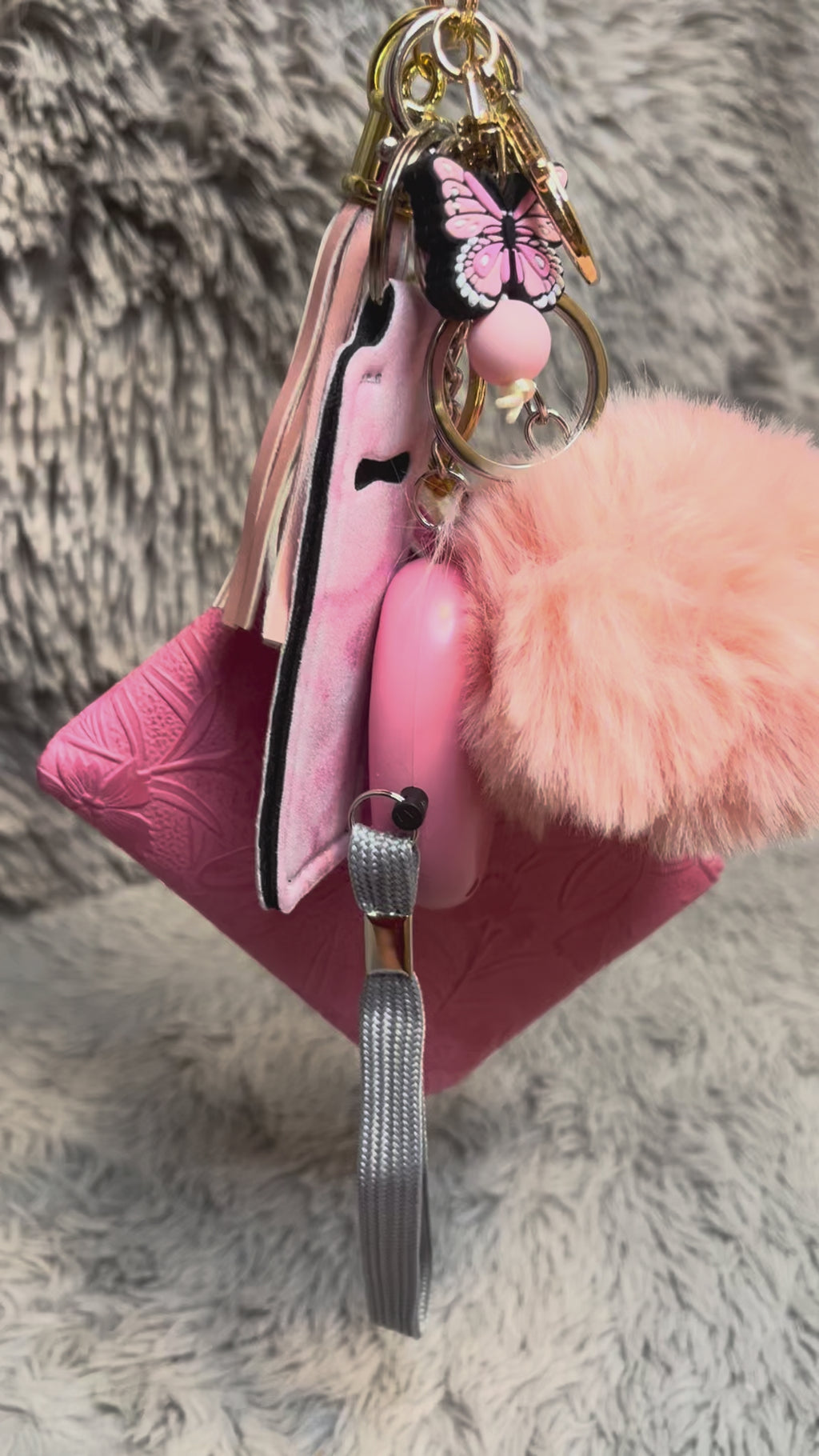 5pcs Butterfly print Pouch Safety Keychain Accessory Set